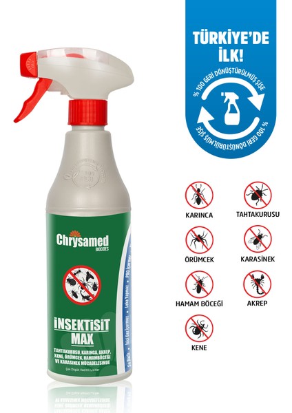 Max 500 ml Böcek Haşere Tahtakurusu, Karınca, Akrep, Kene, Örümcek, Hamamböceği, Karasinek