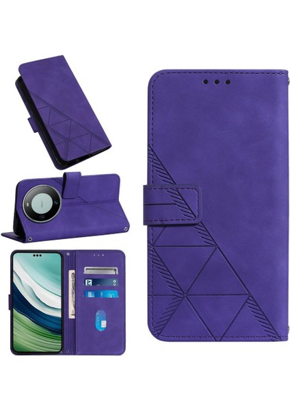 Huawei Mate 60 Kılıf Tam Kaplar Deri Dokulu Kapaklı Cüzdan Standlı Kartvizitli Kopçalı Kapak Kartlıklı Uzun Askılı (Yurt Dışından)