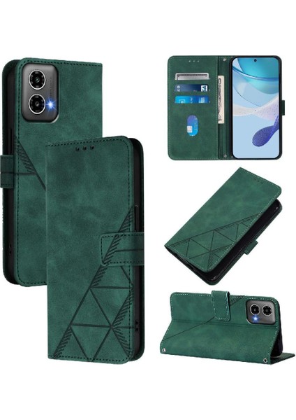 Motorola Moto G34 5g Kılıf Tam Kaplar Deri Dokulu Kapaklı Cüzdan Standlı Kartvizitli Kopçalı Kapak Kartlıklı Uzun Askılı (Yurt Dışından)