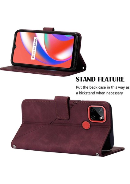 Realme C25 Kılıf Tam Kaplar Deri Dokulu Kapaklı Cüzdan Standlı Kartvizitli Kopçalı Kapak Kartlıklı Uzun Askılı (Yurt Dışından) indirimleri