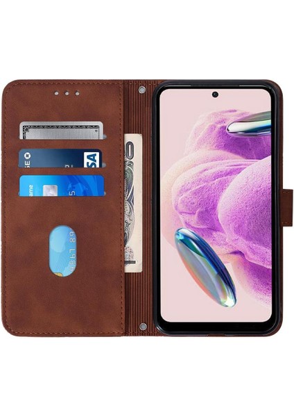 Xiaomi Redmi Note 12S 4g Kılıf Tam Kaplar Deri Dokulu Kapaklı Cüzdan Standlı Kartvizitli Kopçalı Kapak Kartlıklı Uzun Askılı (Yurt Dışından)