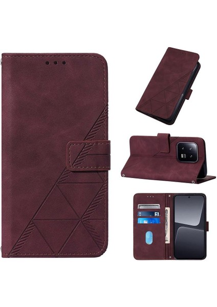 Xiaomi 13 5g Kılıf Tam Kaplar Deri Dokulu Kapaklı Cüzdan Standlı Kartvizitli Kopçalı Kapak Kartlıklı Uzun Askılı (Yurt Dışından)