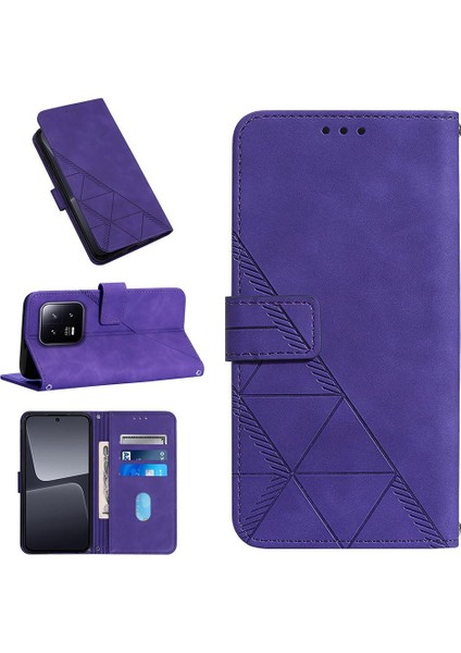 Xiaomi 13 5g Kılıf Tam Kaplar Deri Dokulu Kapaklı Cüzdan Standlı Kartvizitli Kopçalı Kapak Kartlıklı Uzun Askılı (Yurt Dışından)