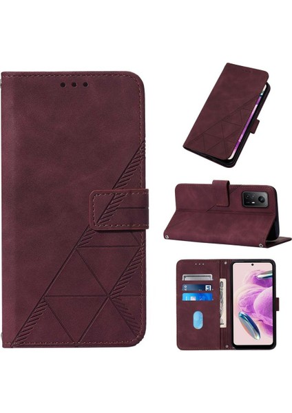 Xiaomi Redmi Note 12S 4g Kılıf Tam Kaplar Deri Dokulu Kapaklı Cüzdan Standlı Kartvizitli Kopçalı Kapak Kartlıklı Uzun Askılı (Yurt Dışından)
