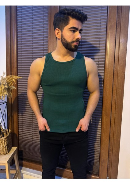 Erkek Kaşkorse Kumaş Fitilli Atlet