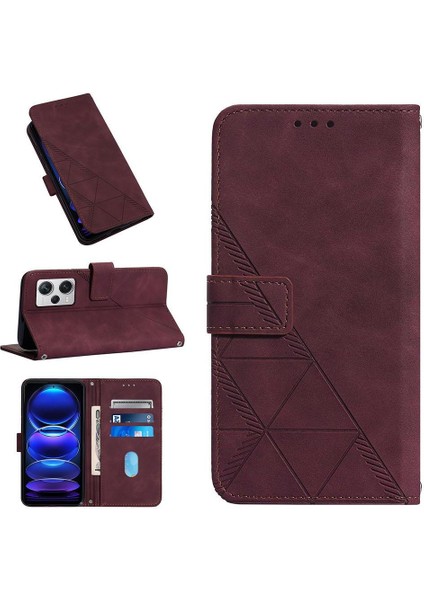 Xiaomi Redmi Note 12 Pro Plus 5g Kılıf Tam Kaplar Deri Dokulu Kapaklı Cüzdan Standlı Kartvizitli Kopçalı Kapak Kartlıklı Uzun Askılı (Yurt Dışından)