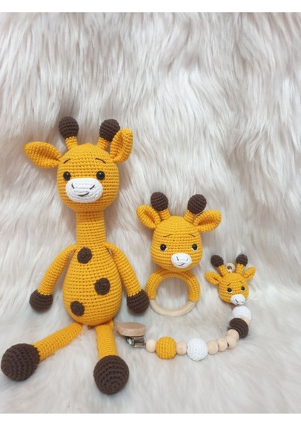Elite Amigurumi Organik Örgü Oyuncak Zürafa Set 1 Adet