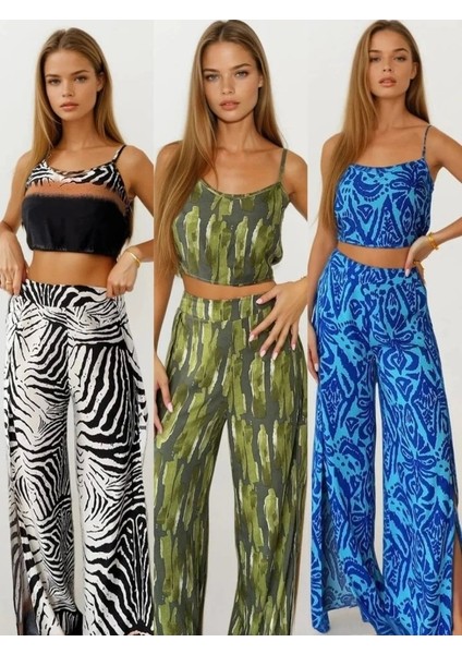 Kadın Dokuma Viskon Yırtmaç Detaylı Takım fiyatları