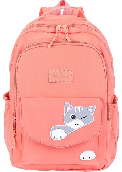 Öğrenci Okul Sevimli Kedi Koleji Rüzgar I Sırt Büyük Kapasiteli Kampüs Sırt Çantası (Yurt Dışından)