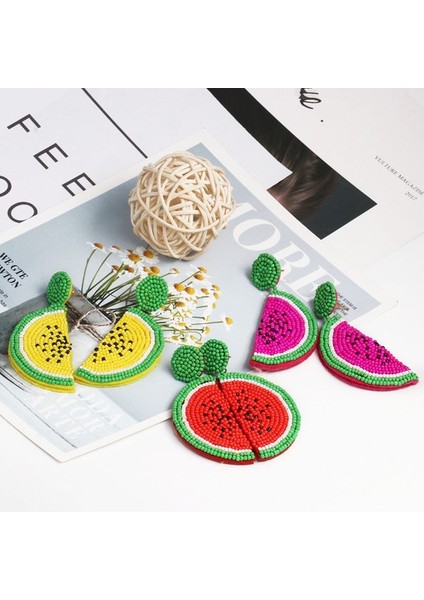 Boncuklu Dangle Damla Küpe Kadın Kız Karpuz Meyve Kolye Yaz Bahar Için (Yurt Dışından) modelleri