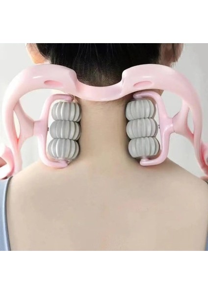 Pembe 6 Tekerlek 360 ° Dönebilen Meridyenleri Teşvik Boyun Yoğurma Masajı El Derin Doku Servikal Omurga Masajı Kas Masajı (Yurt Dışından) fiyatları
