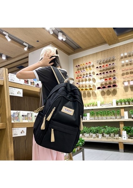 2023 Yeni Öğrenci Okul Çantası Erkek ve Kadın Aynı Tarz Birleştirme Rahat Sırt Çantası Büyük Kapasiteli Kampüs Sırt Çantası (Yurt Dışından) modelleri