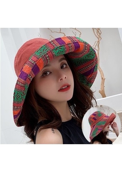 Dört Mevsim Geniş Kenarlı Yay Çift Taraflı Balıkçı Şapkası Kadın Güneş Şapkası ile Tam Donanımlı Kadın Şapkası Kova Şapka (Yurt Dışından) fiyatları