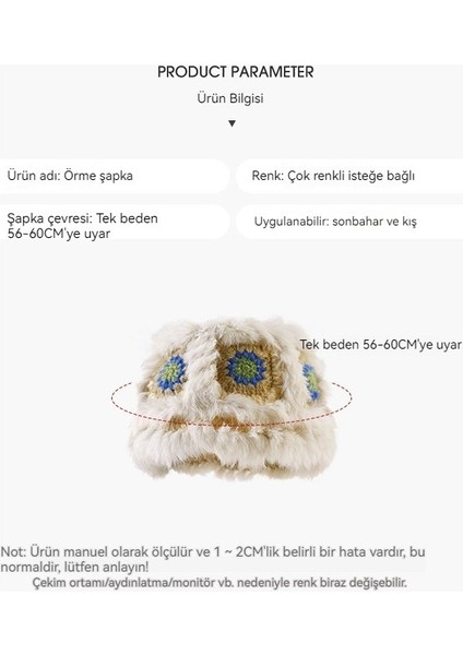 Uyanan Aslan Şapka Kadın Sonbahar ve Kış Sevimli Sıcak Yüz El Yapımı Kova Şapka ile (Yurt Dışından) indirimleri