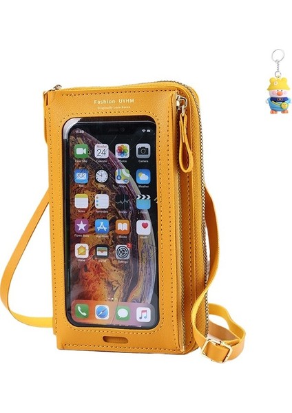 Dokunmatik Ekran Cep Telefonu Çanta Cüzdan Kadın Crossbody Çanta Çok Fonksiyonlu Tek Omuz Şeffaf Cep (Yurt Dışından)