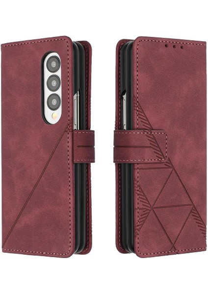 Samsung Galaxy Z Fold 4 5g Kılıf Tam Kaplar Deri Dokulu Kapaklı Cüzdan Standlı Kartvizitli Kopçalı Kapak Kartlıklı Uzun Askılı (Yurt Dışından)