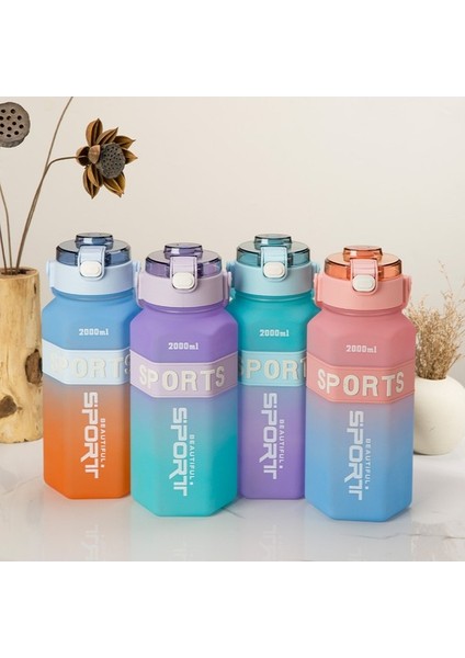 200ML Çift Içecek Gradyan Taşınabilir Altıgen Spor Su Şişesi (Yurt Dışından)