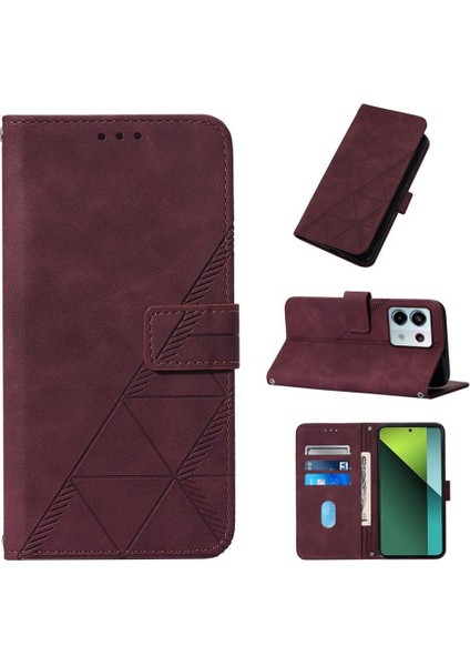 Xiaomi Redmi Note 13 Pro 5g Kılıf Tam Kaplar Deri Dokulu Kapaklı Cüzdan Standlı Kartvizitli Kopçalı Kapak Kartlıklı Uzun Askılı (Yurt Dışından)