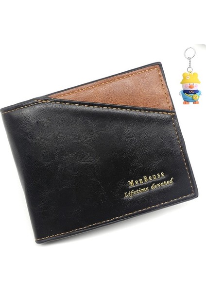 Erkek Cüzdan Gündelik Dikiş Üç Katlı Çanta Çoklu Kart Yuvası Erkek Kısa Cüzdan Para Cüzdanı (Yurt Dışından)