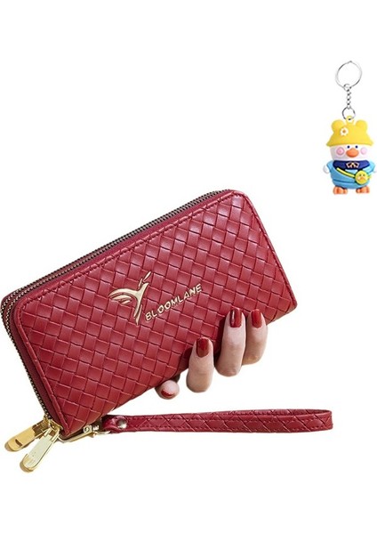 Bayan Cüzdan Uzun Moda Çift Fermuarlı Büyük Kapasiteli Clutch Kart Tutucu (Yurt Dışından)