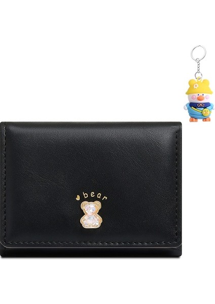 Kısa Bayan Cüzdan Üç Katlı Katlanabilir Ayı Cüzdan Kart Tutucu (Yurt Dışından)