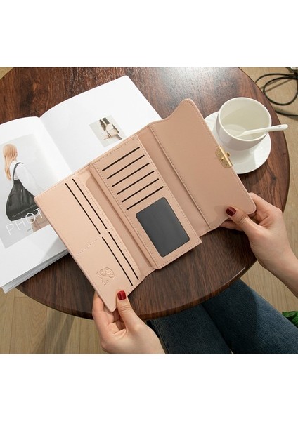 Uzun Cüzdan Bayan Üç Katlı Para Cüzdanı Kadın Clutch Kart Tutucu (Yurt Dışından) fırsatları