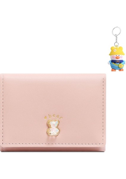 Kısa Bayan Cüzdan Üç Katlı Katlanabilir Ayı Cüzdan Kart Tutucu (Yurt Dışından)