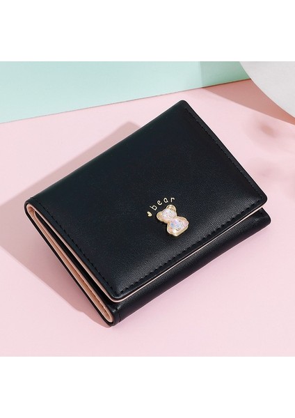 Kısa Bayan Cüzdan Üç Katlı Katlanabilir Ayı Cüzdan Kart Tutucu (Yurt Dışından) fırsatları