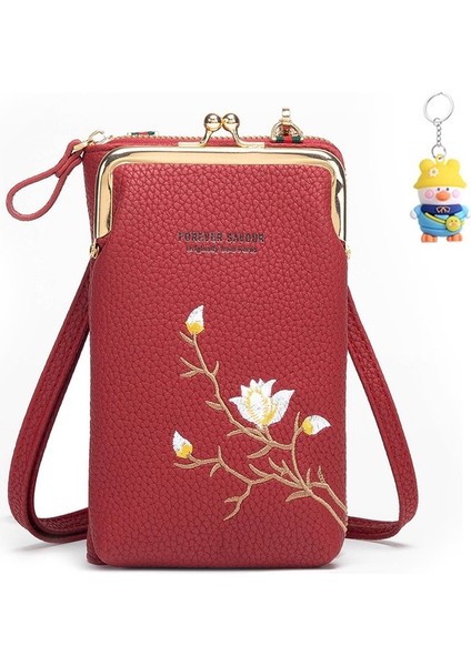 Nakış Niche Çanta Cüzdan Kadın Mini Telefon Çantası Crossbody Uzun Moda Bayan Cüzdan (Yurt Dışından)