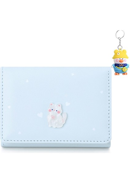Kız Kedi Cüzdan Çok Yönlü Kadın Kısa Cüzdan Çoklu Kart Yuvası Kart Tutucu (Yurt Dışından)