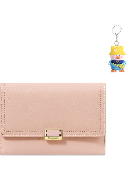 Basit Bayan Cüzdan Orta Uzunluk Düz Renk Üç Katlı El Çantası Uzun Kart Tutucu Kart Tutucu (Yurt Dışından)