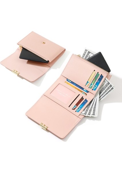 Basit Bayan Cüzdan Orta Uzunluk Düz Renk Üç Katlı El Çantası Uzun Kart Tutucu Kart Tutucu (Yurt Dışından) modelleri
