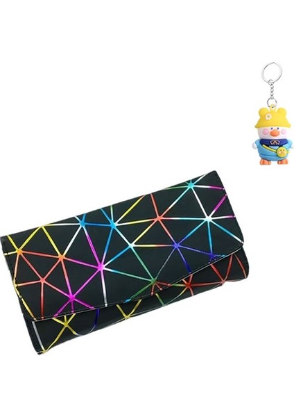 Bayan Cüzdan Uzun Büyük Kapasiteli Üç Katlı Cüzdan Para Cüzdanı Cep Telefonu Çantası Depolama Çantası Kart (Yurt Dışından)