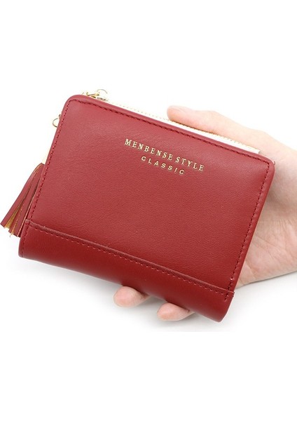 Bayan Cüzdanı Basit ve Çok Yönlü Püsküllü Çanta Fermuarlı Çanta Elli Çanta Boş Para Çanta Bayan Kısa Cüzdan (Yurt Dışından) modelleri