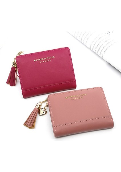 Bayan Cüzdanı Basit ve Çok Yönlü Püsküllü Çanta Fermuarlı Çanta Elli Çanta Boş Para Çanta Bayan Kısa Cüzdan (Yurt Dışından) indirimleri