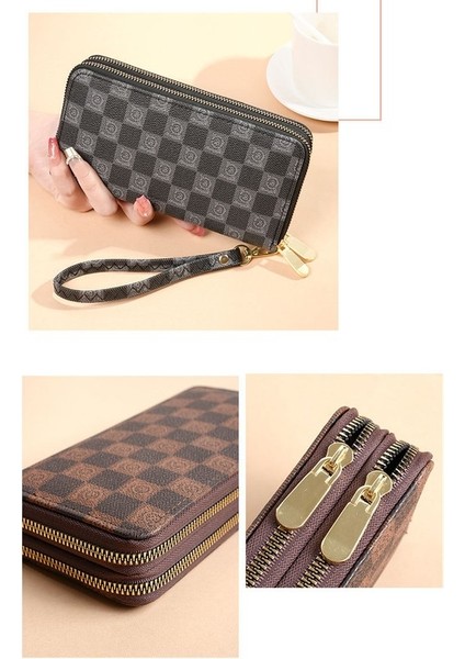 Bayanlar Uzun Cüzdan Moda Çift Fermuarlı Büyük Kapasiteli Cep Telefonu Çantası Clutch (Yurt Dışından) modelleri