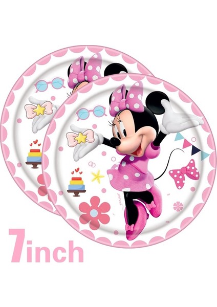 8 Adet Bayrak 8 Kişi Minnie Mouse Doğum Günü Partisi Malzemeleri Tek Kullanımlık Sofra Banner Masa Kapak Plakaları Kızlar Için Bebek Duş Dekorasyonu (Yurt Dışından)