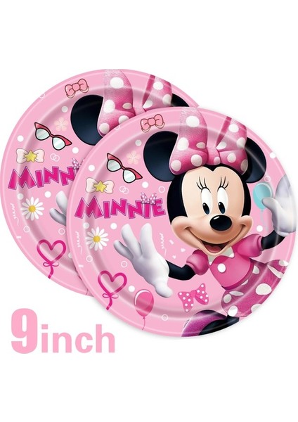 8 Adet Bayrak 8 Kişi Minnie Mouse Doğum Günü Partisi Malzemeleri Tek Kullanımlık Sofra Banner Masa Kapak Plakaları Kızlar Için Bebek Duş Dekorasyonu (Yurt Dışından)
