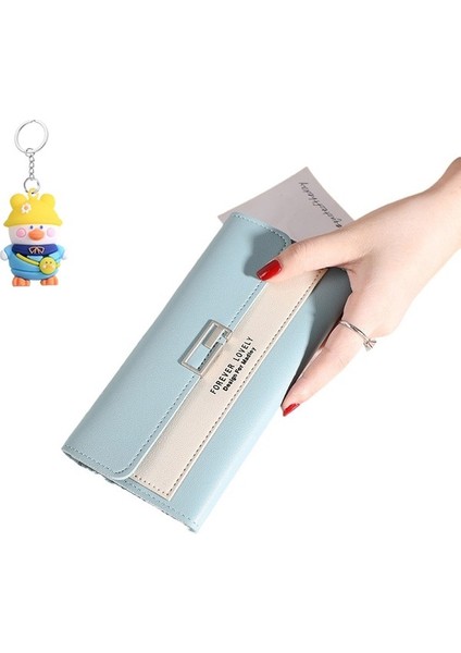 Bayan Cüzdan Kadın Clutch Uzun Üç Katlı Cüzdan Toka Çoklu Kart Yuvası Para Cüzdanı (Yurt Dışından)