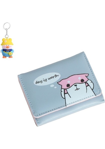 Küçük Cüzdan Kadın Kısa Üç Katlı Basit Sevimli Öğrenci Katlanır Cüzdan Kart Tutucu (Yurt Dışından)