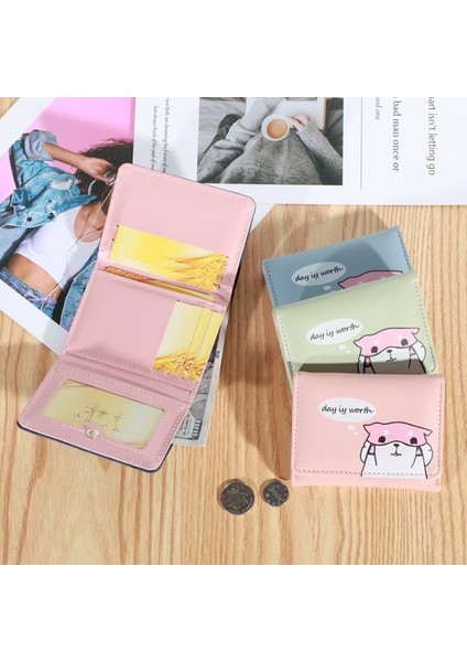 Küçük Cüzdan Kadın Kısa Üç Katlı Basit Sevimli Öğrenci Katlanır Cüzdan Kart Tutucu (Yurt Dışından) fırsatları