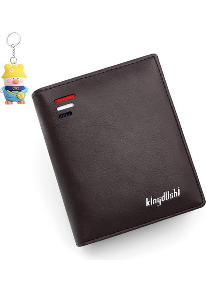 Erkek Kısa Cüzdan Dikey Çoklu Kart Yuvası Moda Mini Para Cüzdanı Iş Fermuarlı Anahtar Cüzdanı (Yurt Dışından)