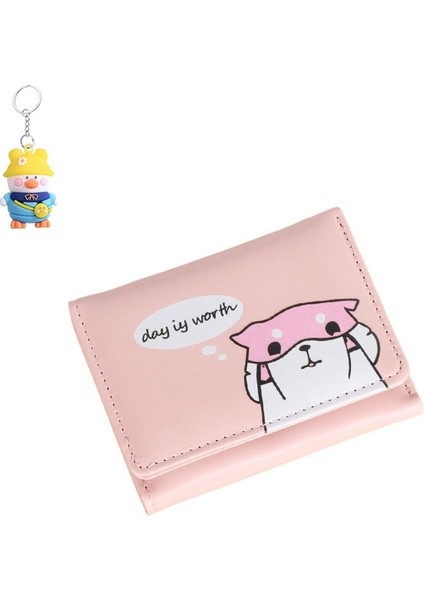 Küçük Cüzdan Kadın Kısa Üç Katlı Basit Sevimli Öğrenci Katlanır Cüzdan Kart Tutucu (Yurt Dışından)