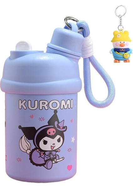 Karikatür 316 Paslanmaz Çelik Termos Bardak Yaratıcı Pipetli Çocuk Su Bardağı Açık Büyük Kapasiteli Çift Içme Bardağı (Yurt Dışından)
