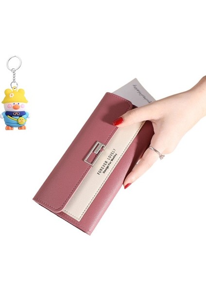 Bayan Cüzdan Kadın Clutch Uzun Üç Katlı Cüzdan Toka Çoklu Kart Yuvası Para Cüzdanı (Yurt Dışından)