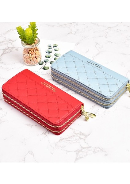 Bayan Cüzdan Çift Fermuarlı Moda Basit Çoklu Kart Yuvası Büyük Kapasiteli Cep Telefonu Clutch (Yurt Dışından) modelleri