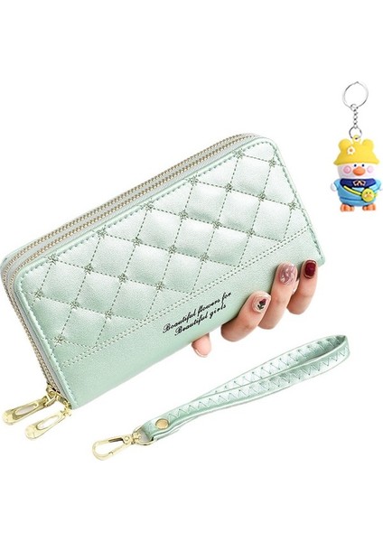 Bayan Cüzdan Çift Fermuarlı Moda Basit Çoklu Kart Yuvası Büyük Kapasiteli Cep Telefonu Clutch (Yurt Dışından)