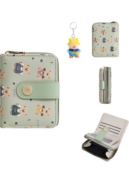 Bayanlar Kısa Cüzdan Snap Cüzdan Fermuarlı Para Cüzdan Çoklu Kart Yuvası Kart Tutucu (Yurt Dışından)
