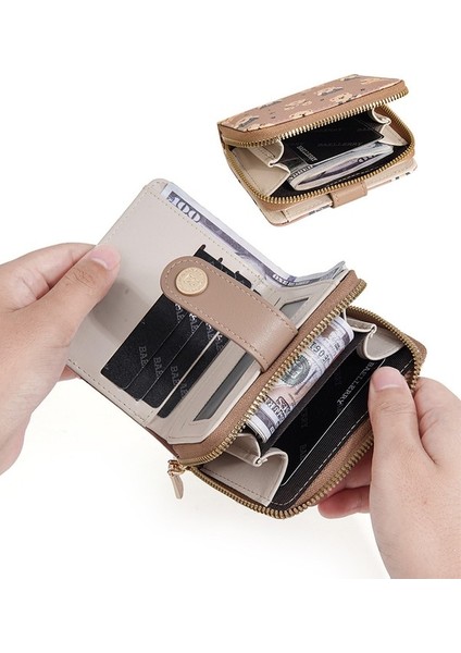 Bayanlar Kısa Cüzdan Snap Cüzdan Fermuarlı Para Cüzdan Çoklu Kart Yuvası Kart Tutucu (Yurt Dışından) modelleri