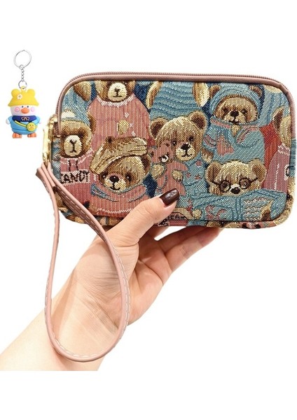 Sevimli Cüzdan Büyük Kapasiteli Çok Fonksiyonlu Üç Fermuarlı Uzun Cep Telefonu Çantası Kadınlar Için Kullanıcı (Yurt Dışından)